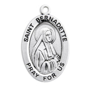 Patron Saint Bernadette Oval Sterling Silver Medal