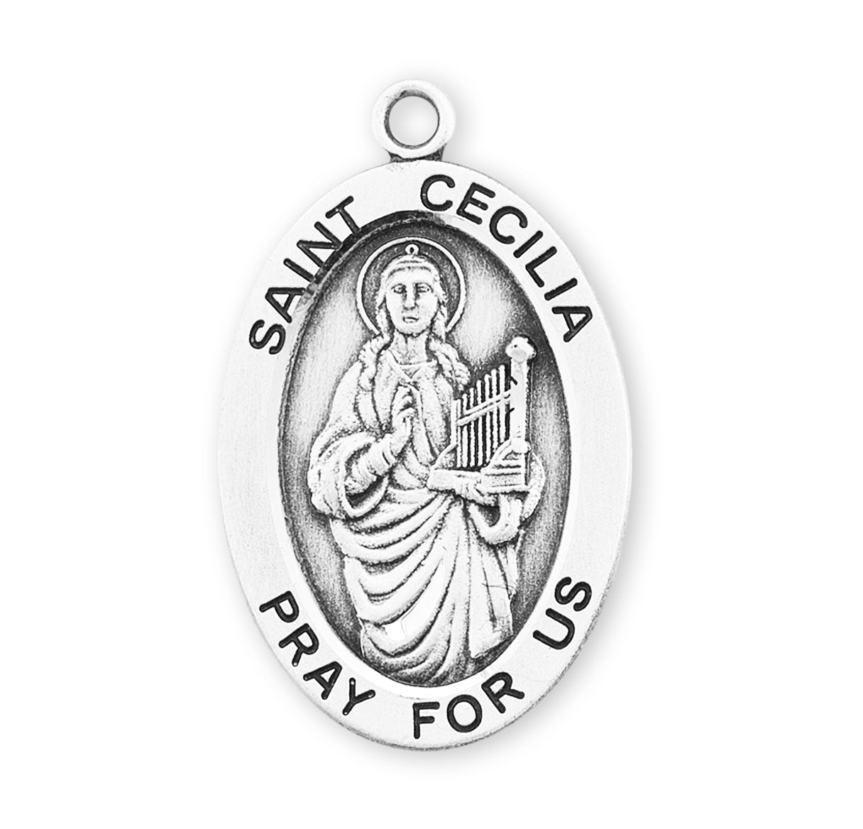 Patron Saint Cecilia Oval Sterling Silver Medal