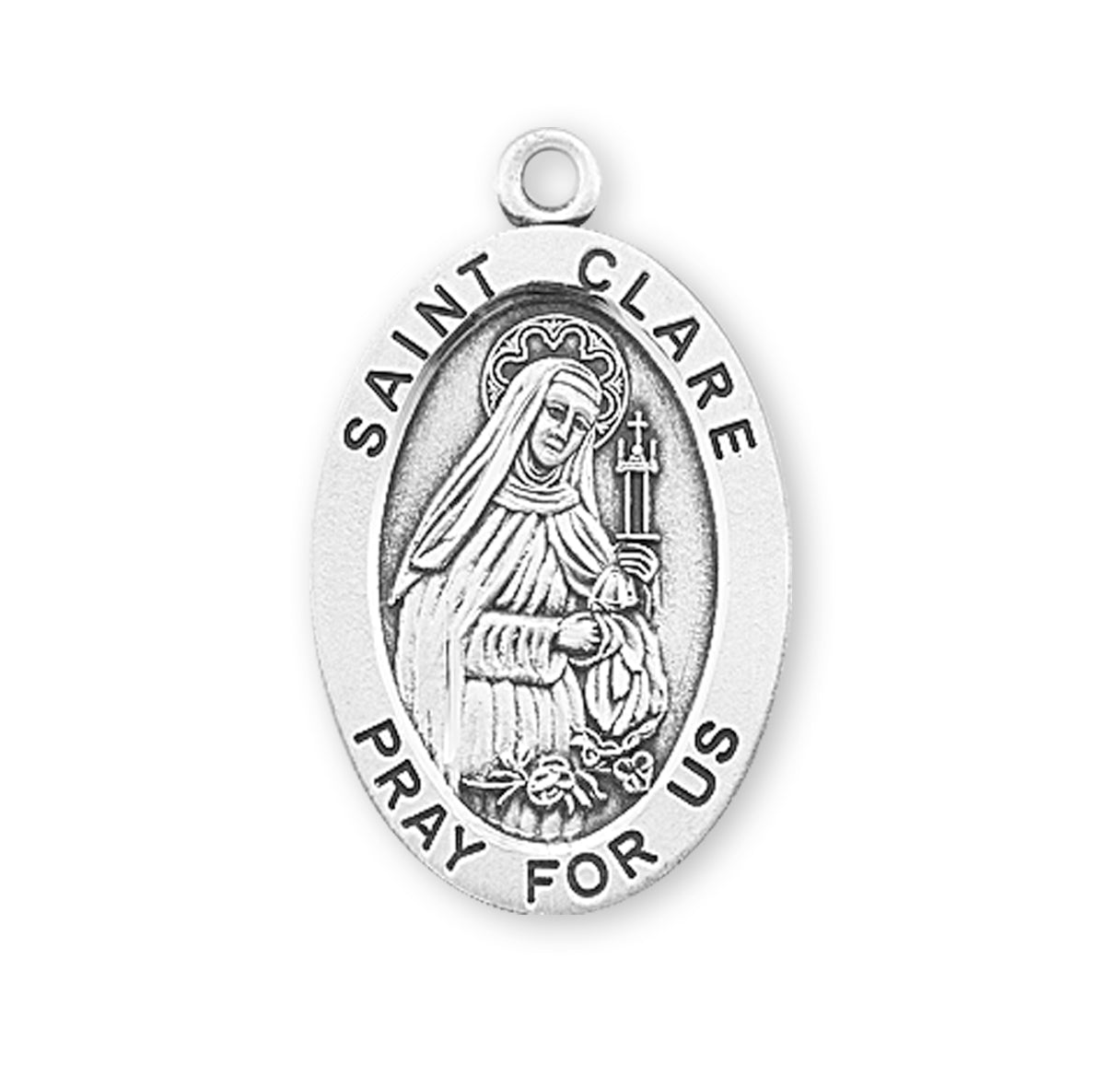Patron Saint Clare Oval Sterling Silver Medal