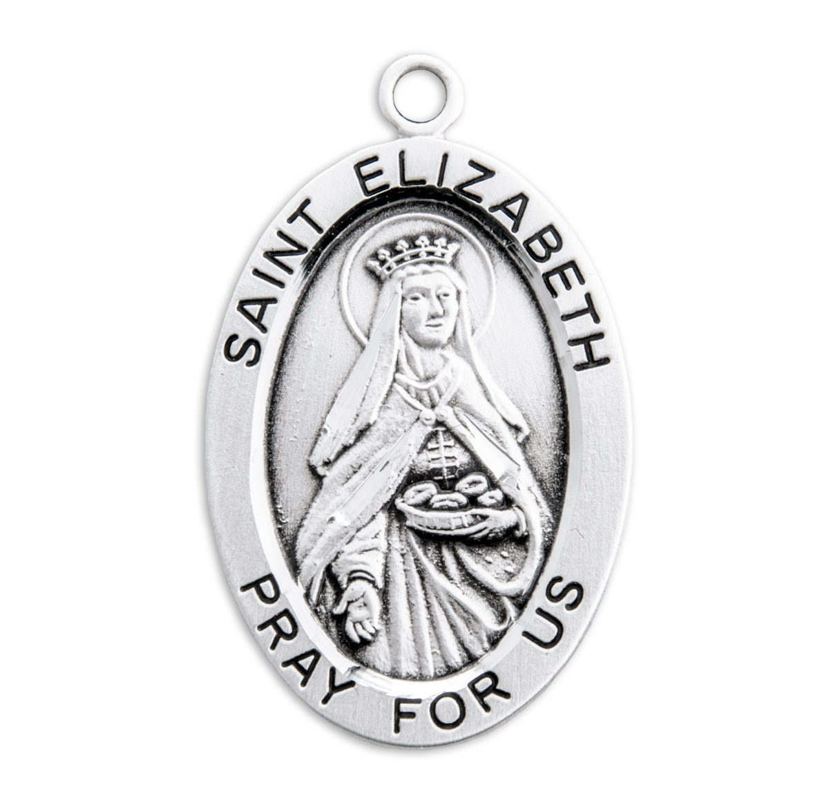 Patron Saint Elizabeth Oval Sterling Silver Medal