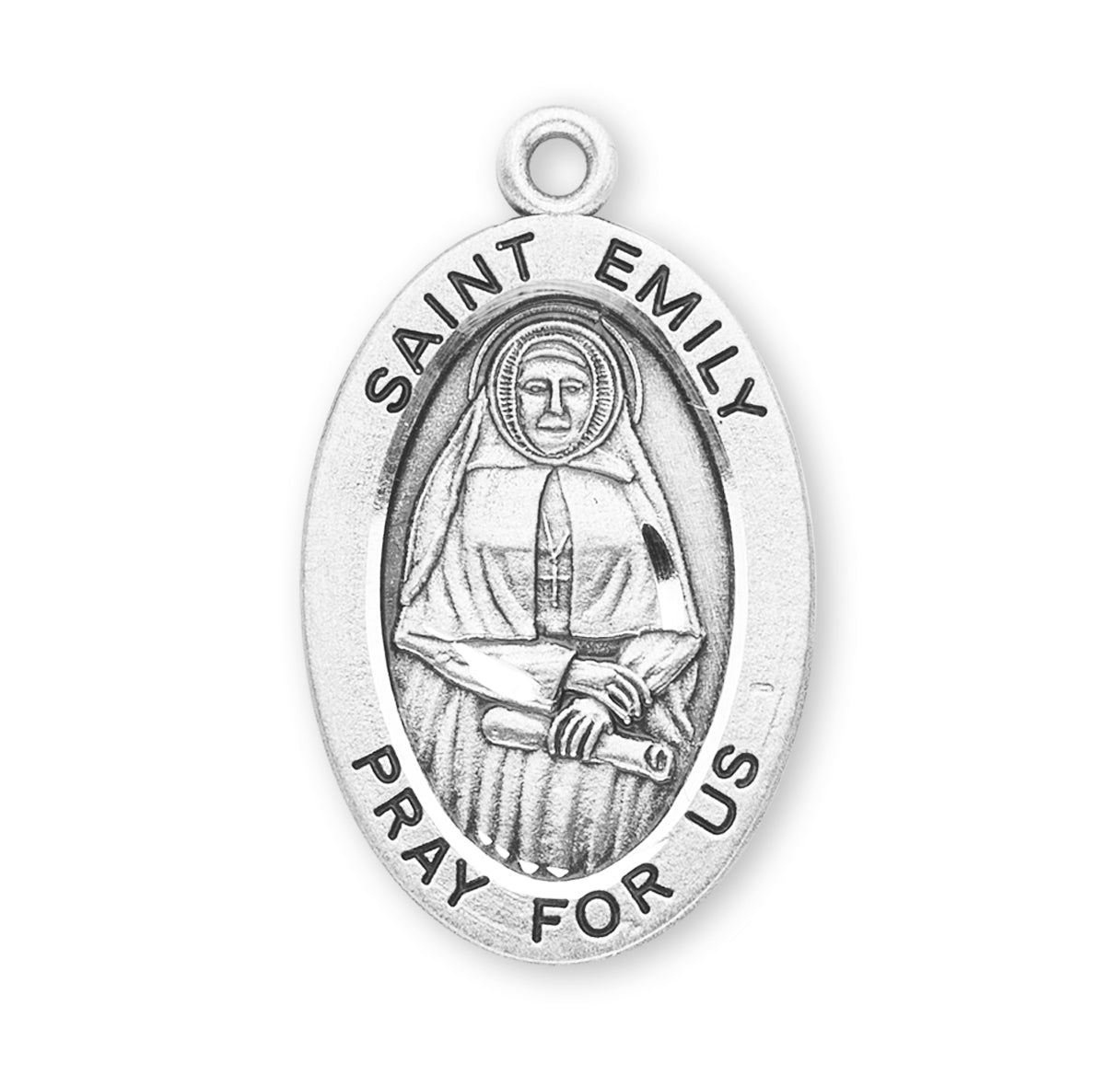 Patron Saint Emily Oval Sterling Silver Medal