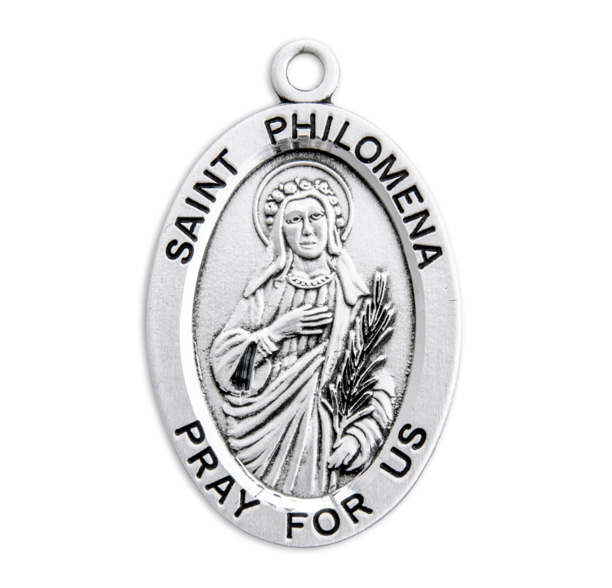 Patron Saint Philomena Oval Sterling Silver Medal