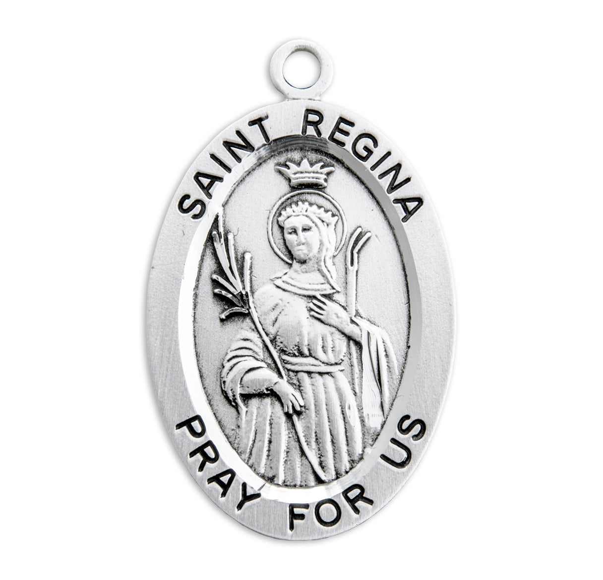 Patron Saint Regina Oval Sterling Silver Medal