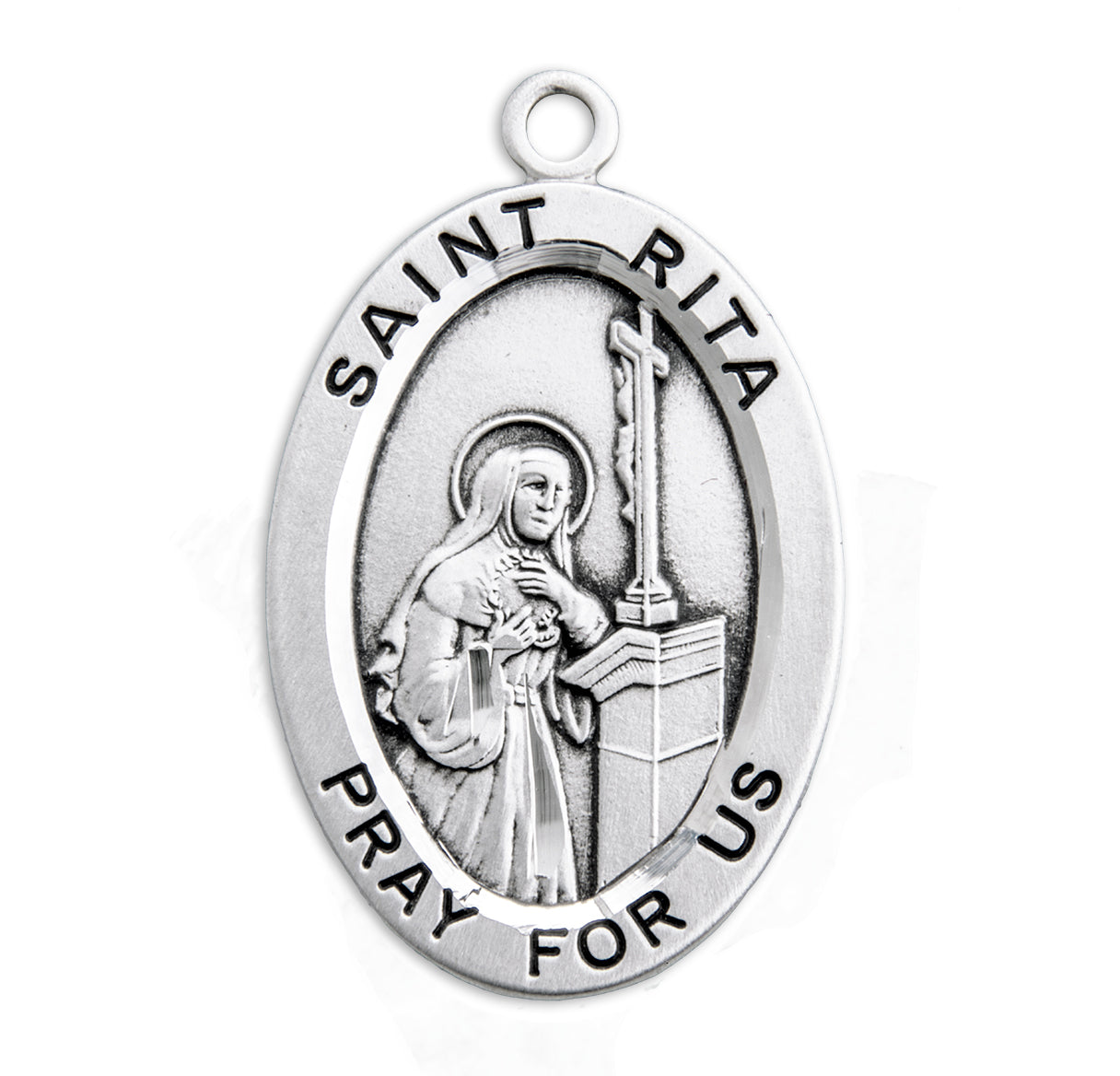 Patron Saint Rita Oval Sterling Silver Medal