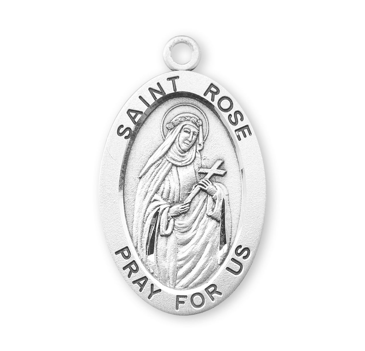 Patron Saint Rose Oval Sterling Silver Medal