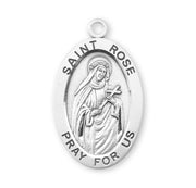 Patron Saint Rose Oval Sterling Silver Medal
