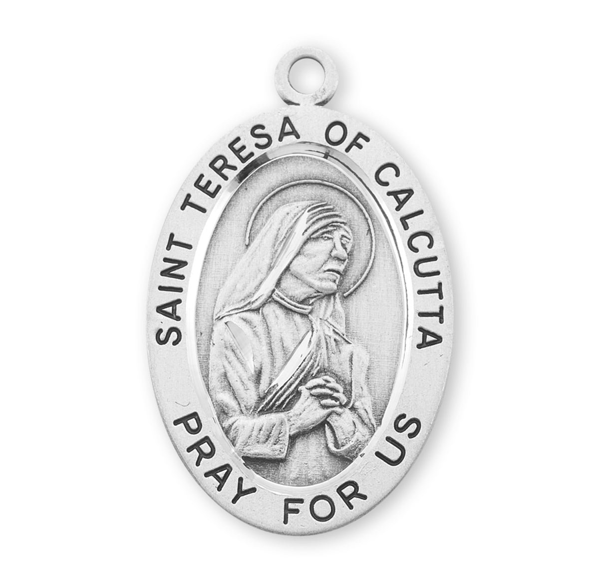 Patron Saint Teresa of Calcutta Oval Sterling Silver Medal