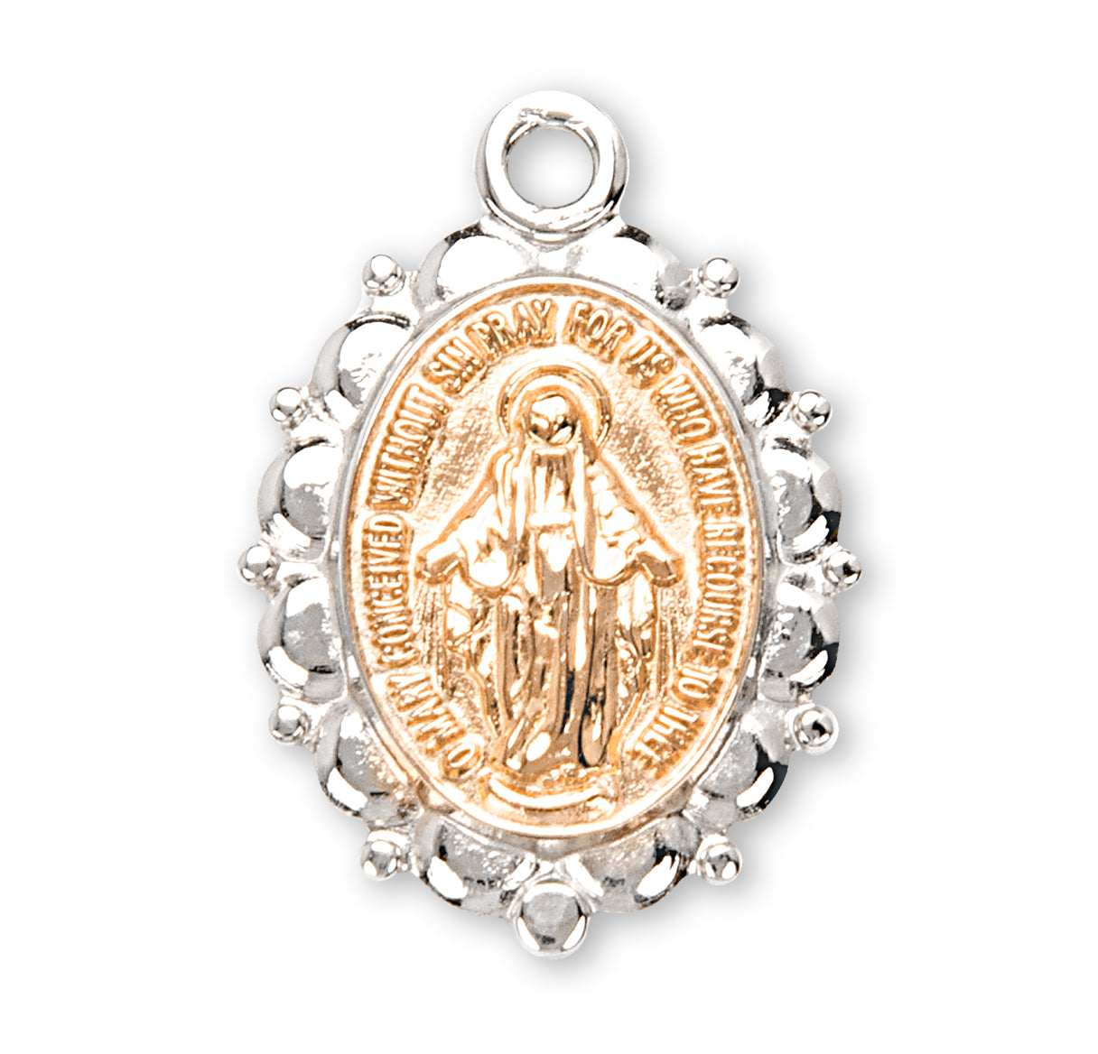 Sterling Silver Oval Two-Tone Miraculous Medal