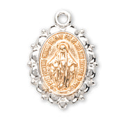 Sterling Silver Oval Two-Tone Miraculous Medal