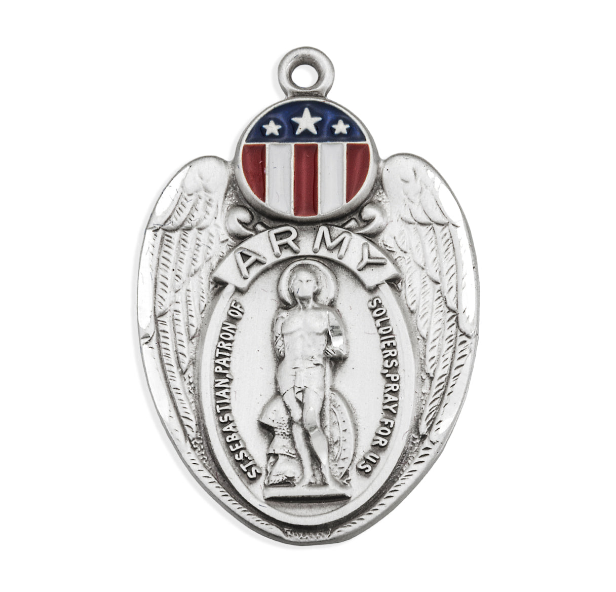 Saint Sebastian Sterling Silver Army Shield Medal