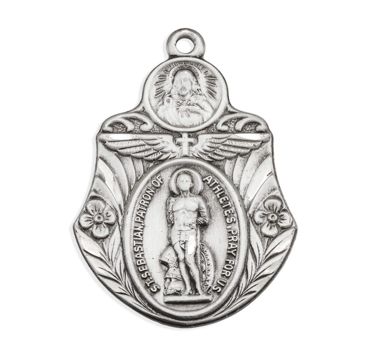 Saint Sebastian "Patron of Athletes" Sterling Silver Badge Shape Medal