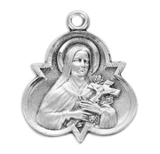 Saint Therese of Lisieux Sterling Silver Trinity Medal