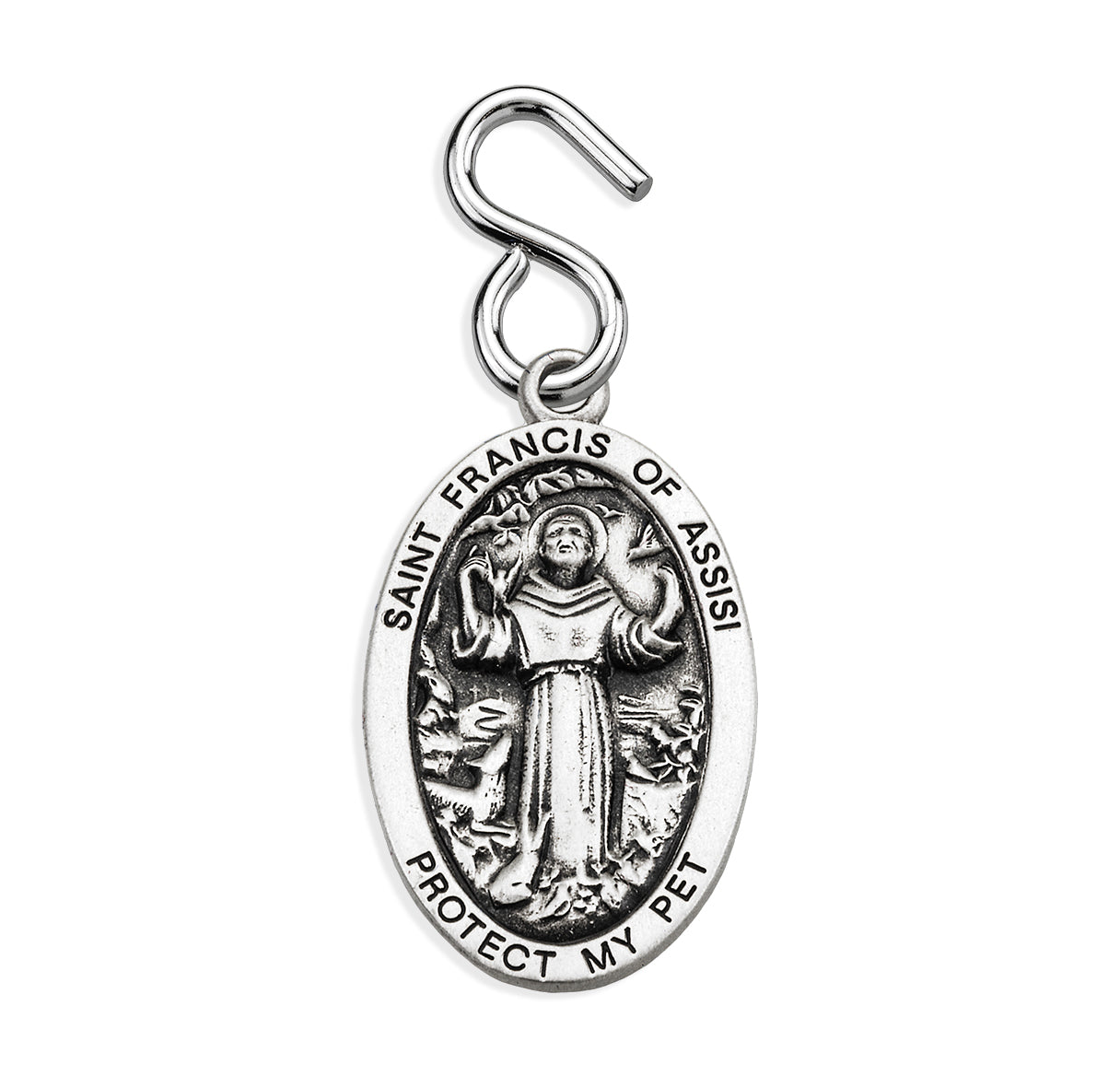 Saint Francis of Assisi Oval Sterling Silver Pet Medal