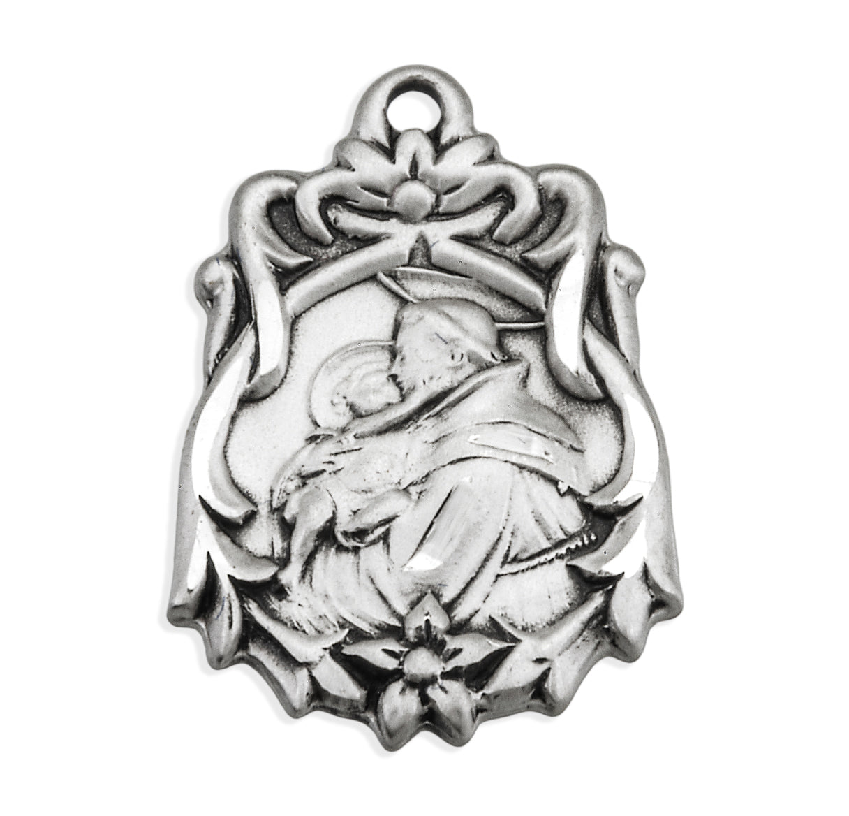 Saint Anthony Floral Bordered Sterling Silver Medal