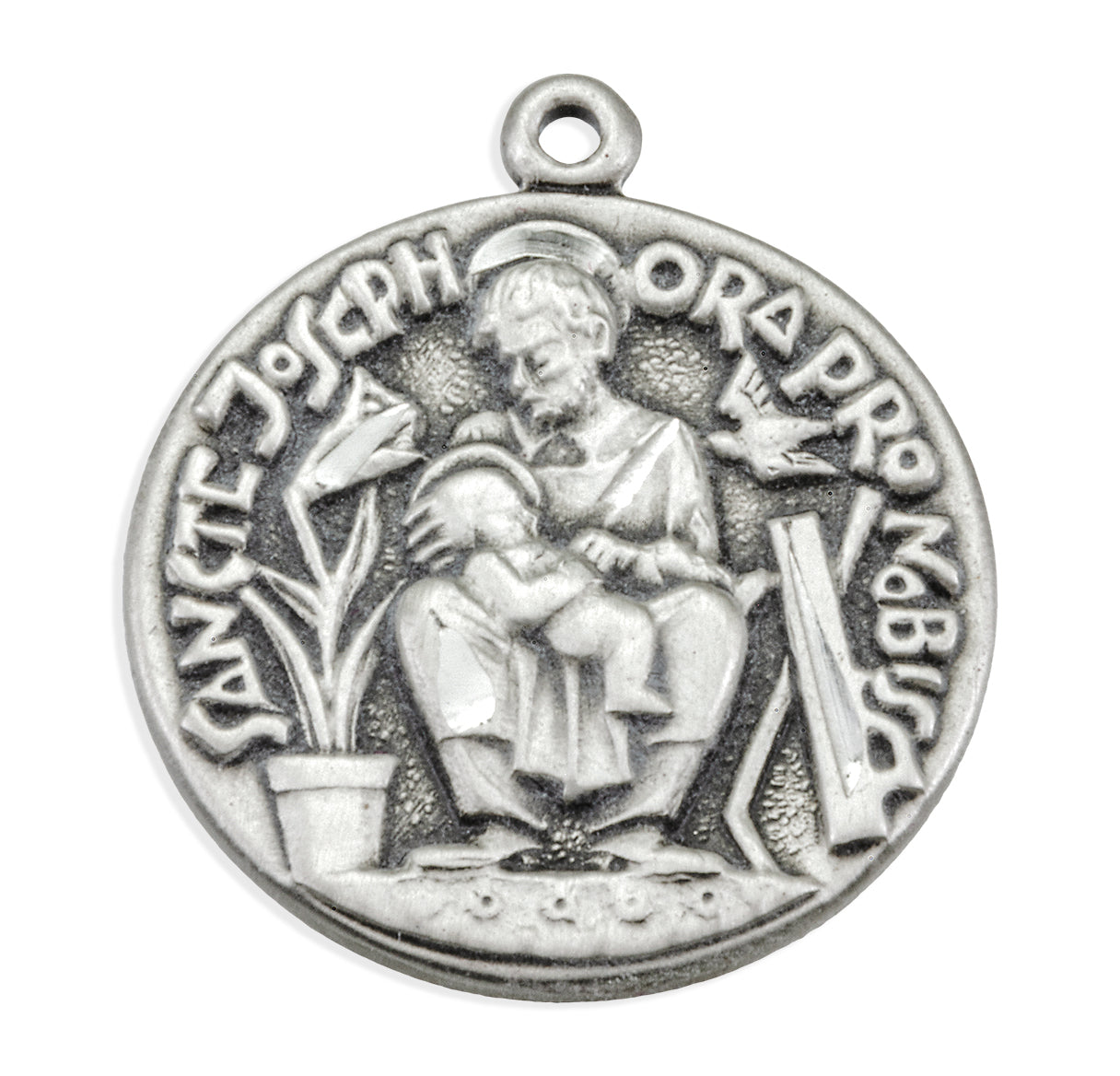 Sterling Silver St. Joseph Medal Seated with  Infant Jesus