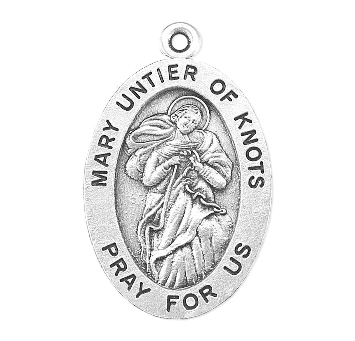 Mary Untier of Knots Oval Sterling Silver Medal