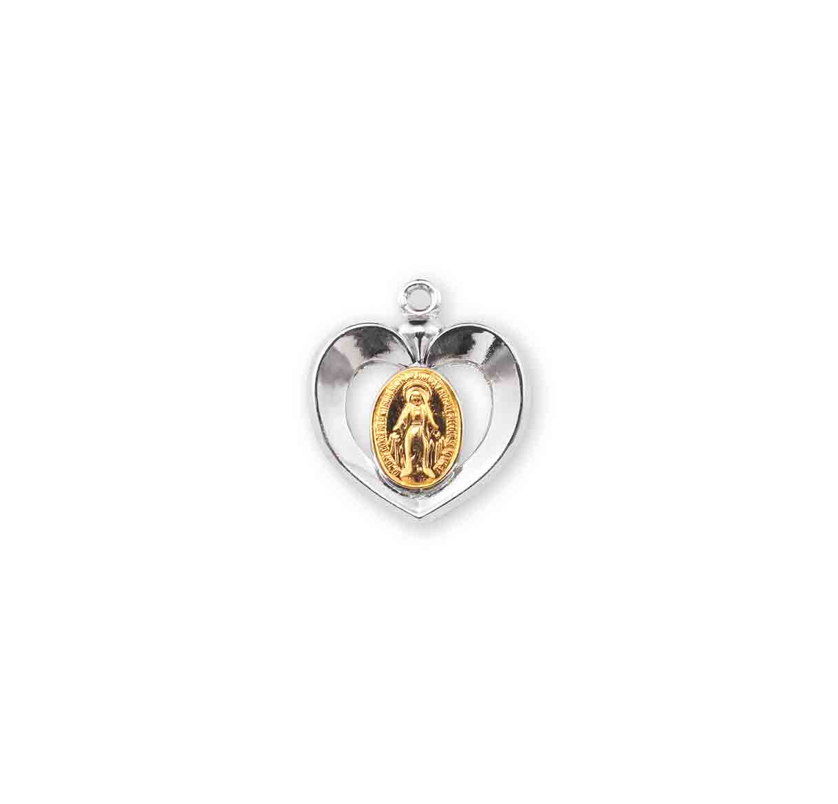 Sterling Silver Oval Two-Tone Miraculous Medal