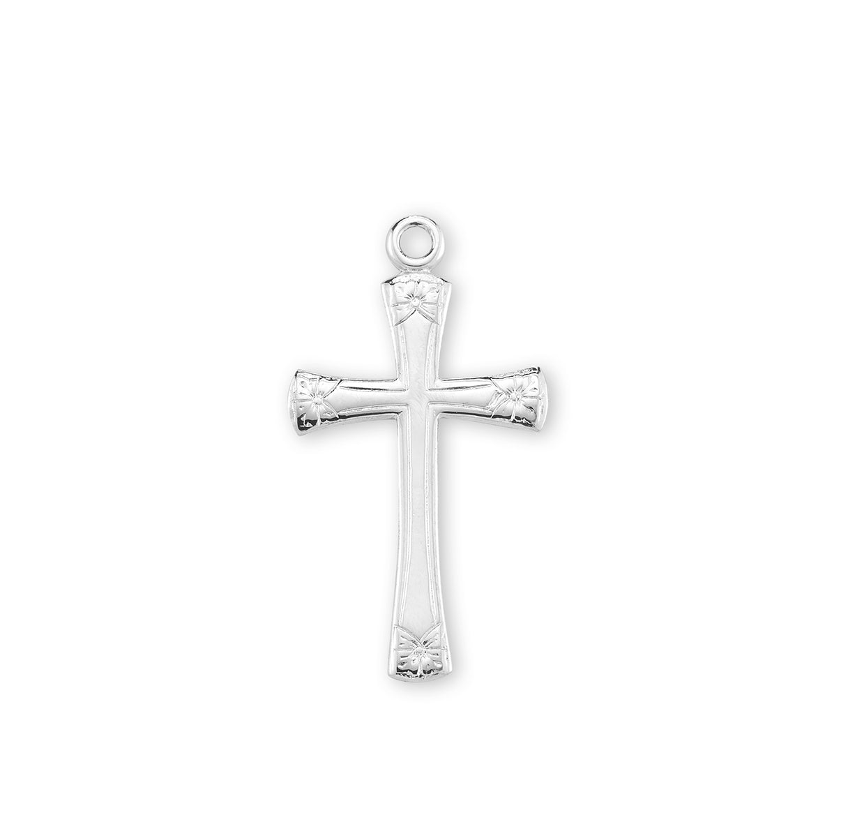 Flower Tipped Sterling Silver Cross