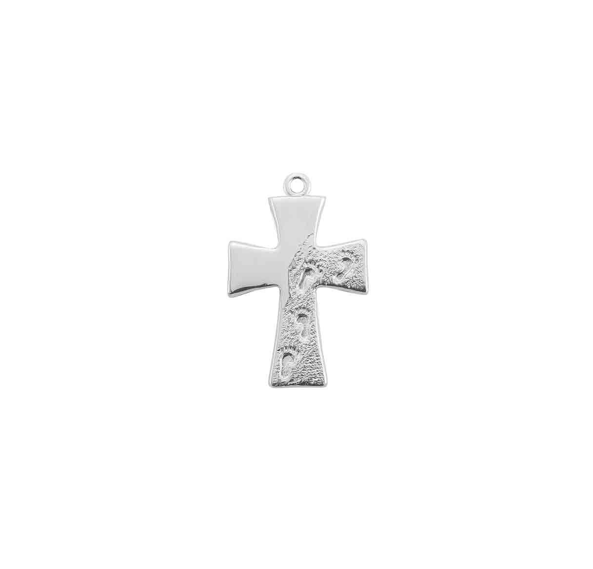 Sterling Silver Footprints in the Sand Cross