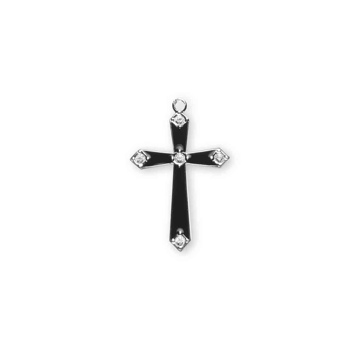 Sterling Silver Black Enameled Cross