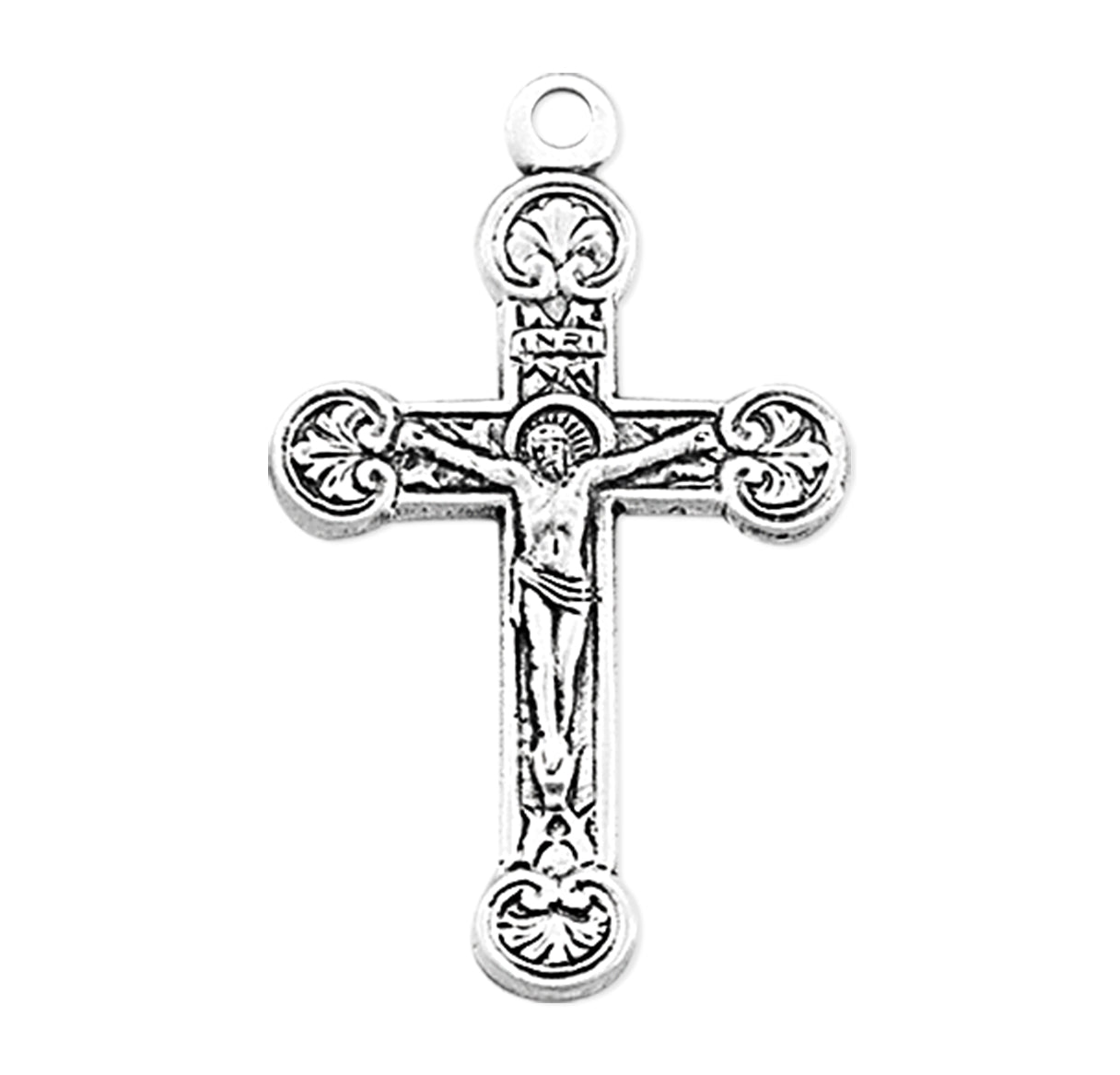 Floret Tipped Sterling Silver Crucifix