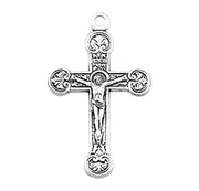 Floret Tipped Sterling Silver Crucifix