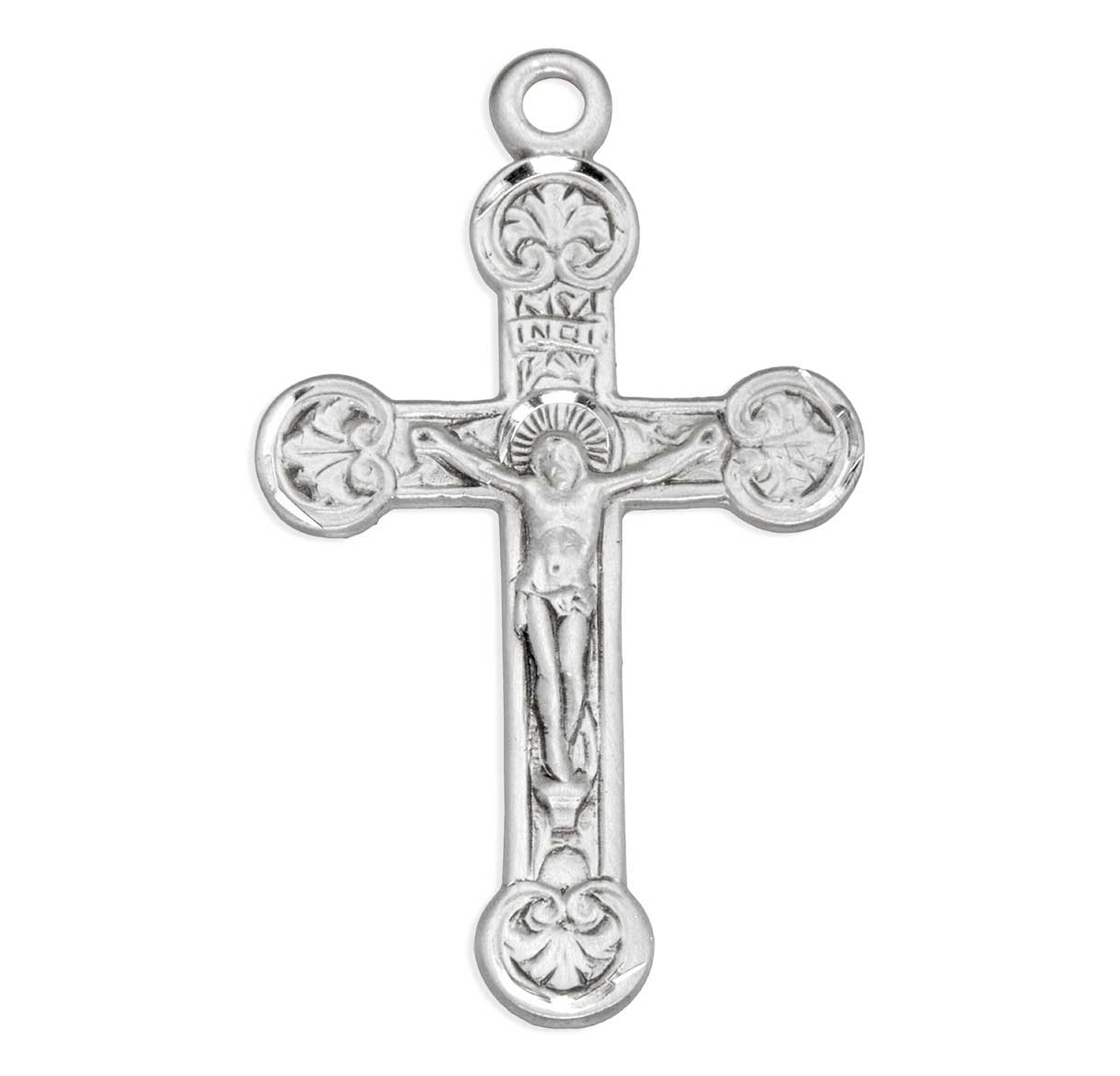 Floret Tipped Sterling Silver Crucifix