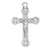 Floret Tipped Sterling Silver Crucifix