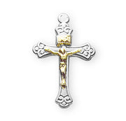 Sterling Silver Tapered Two Toned Crucifix