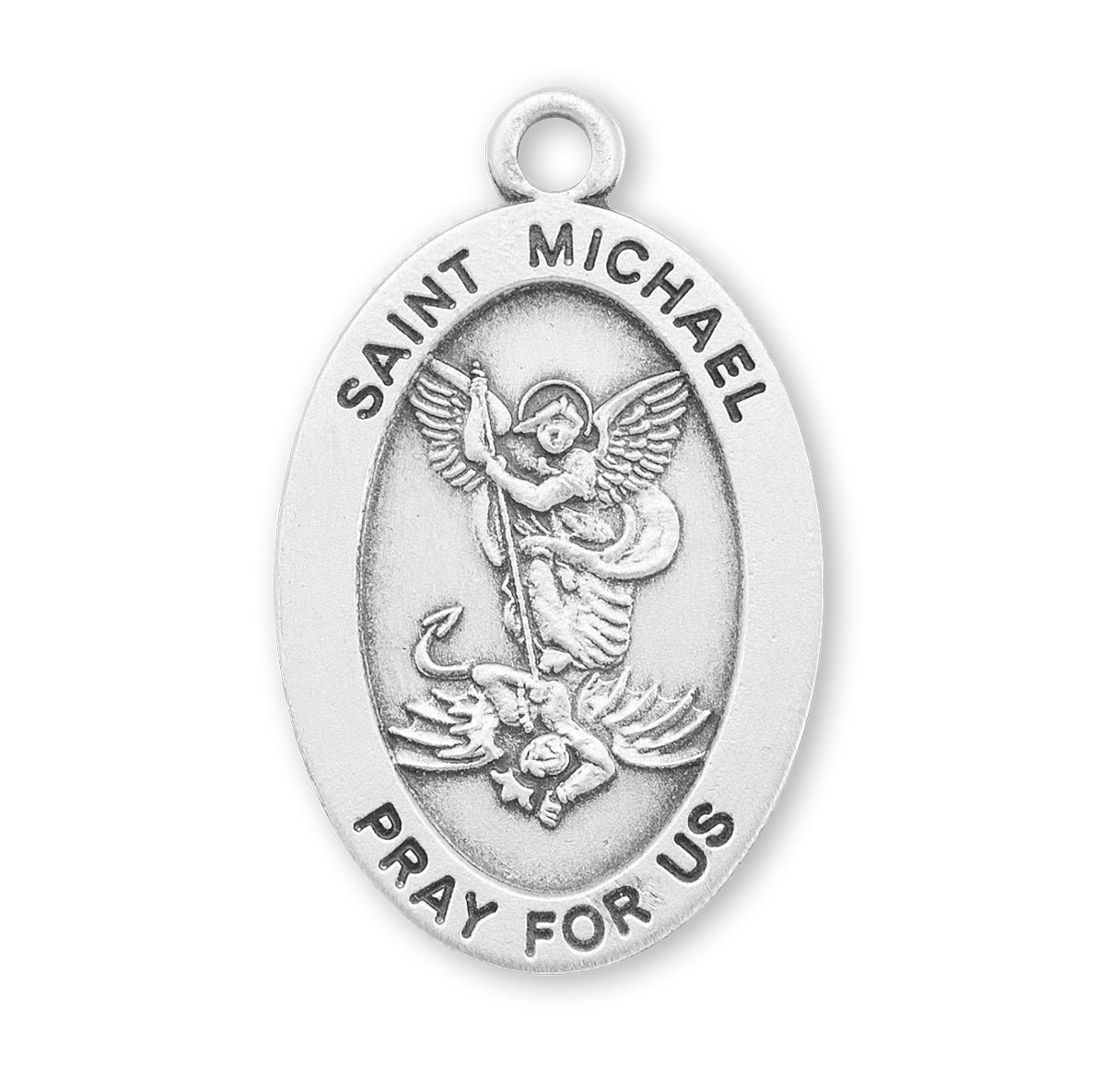 Saint Michael Archangel Oval Sterling Silver Medal