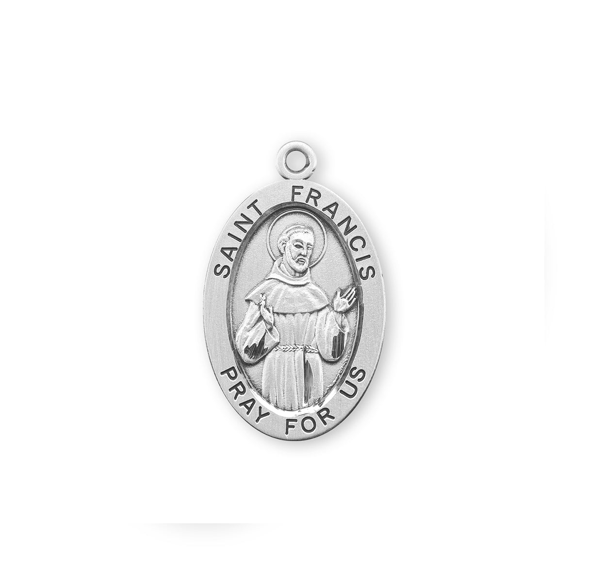 Patron Saint Francis of Assisi Oval Sterling Silver Medal