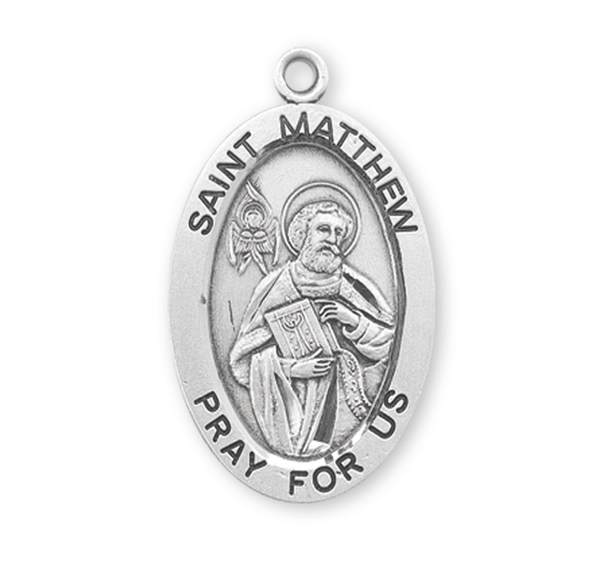 Patron Saint Matthew Oval Sterling Silver Medal