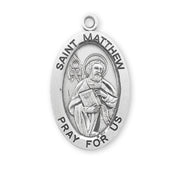 Patron Saint Matthew Oval Sterling Silver Medal