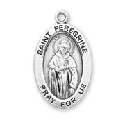 Patron Saint Peregrine Oval Sterling Silver Medal