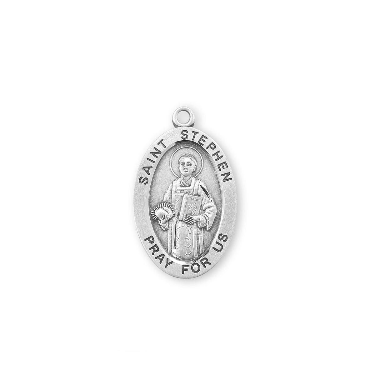 Patron Saint Stephen Oval Sterling Silver Medal