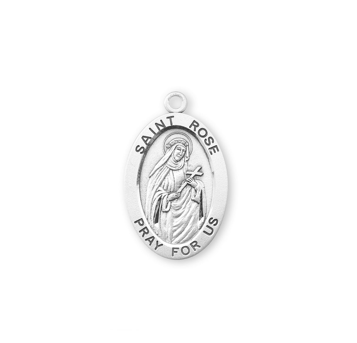 Patron Saint Rose Oval Sterling Silver Medal