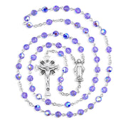 Sterling Silver Rosary Hand Made with finest Austrian Crystal 6mm Violet Faceted Round Beads by HMH