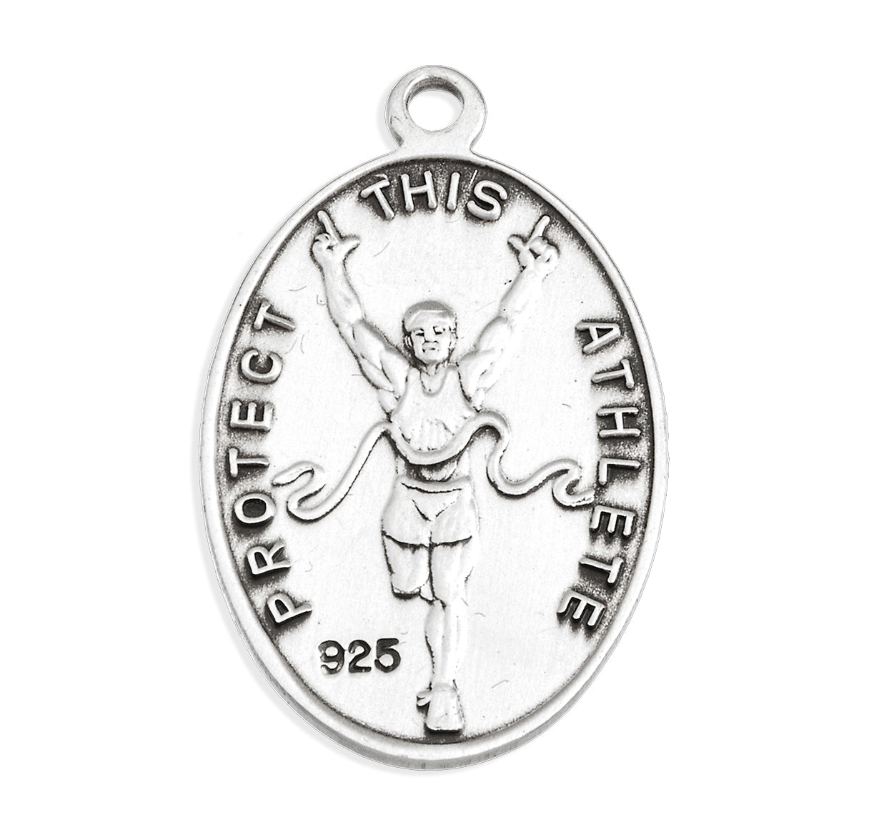 Sterling Silver Oval Sterling Silver Saint Christopher Track Male Athlete Medal
