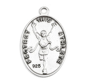 Sterling Silver Oval Sterling Silver Saint Christopher Track Male Athlete Medal