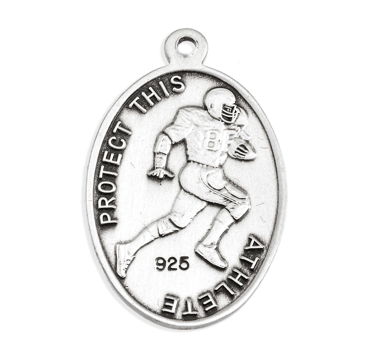 Lord Jesus Christ Oval Sterling Silver Football Male Athlete Medal