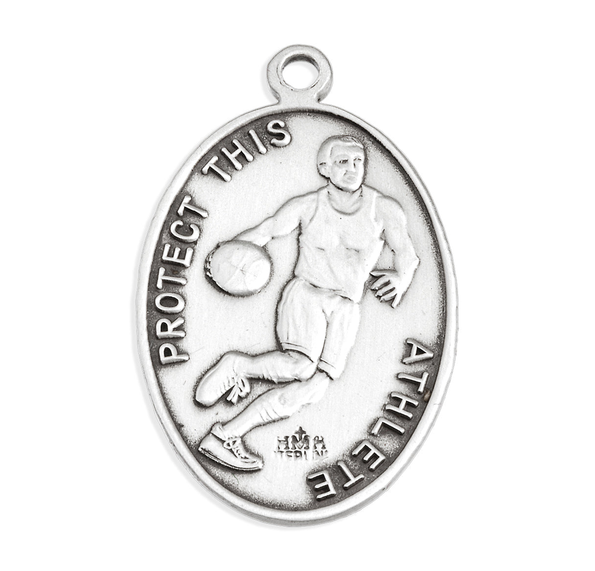 Lord Jesus Christ Oval Sterling Silver Basketball Male Athlete Medal