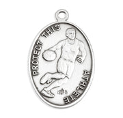 Lord Jesus Christ Oval Sterling Silver Basketball Male Athlete Medal