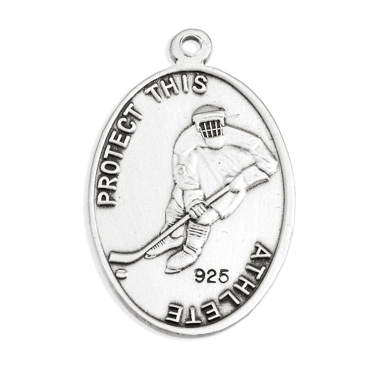 Lord Jesus Christ Oval Sterling Silver Hockey Male Athlete Medal