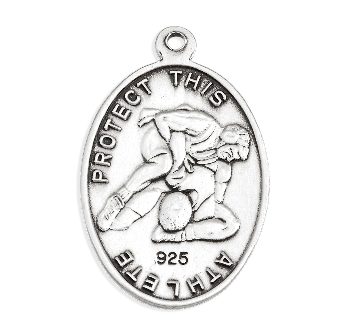 Lord Jesus Christ Oval Sterling Silver Wrestling Male Athlete Medal