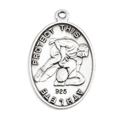 Lord Jesus Christ Oval Sterling Silver Wrestling Male Athlete Medal