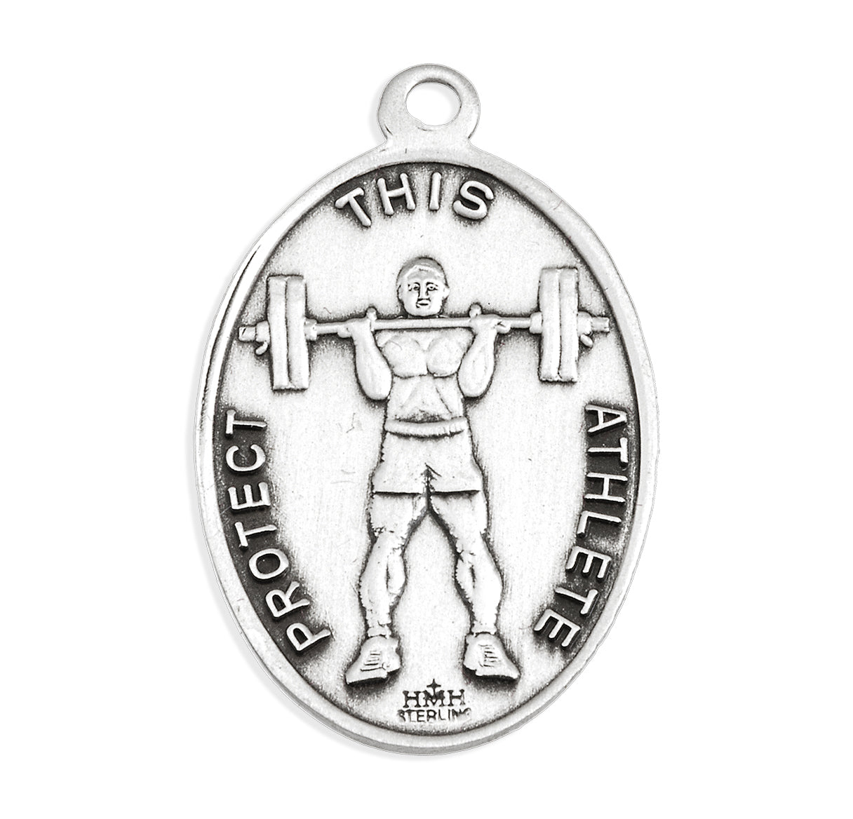 Lord Jesus Christ Oval Sterling Silver weightlifting Male Athlete Medal