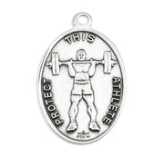 Lord Jesus Christ Oval Sterling Silver weightlifting Male Athlete Medal