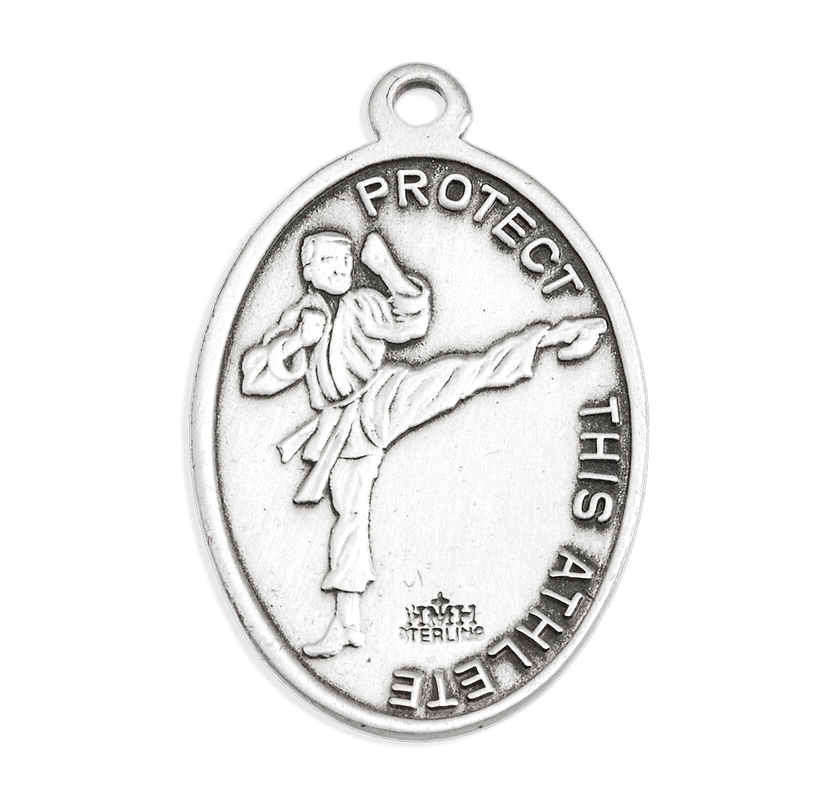Lord Jesus Christ Oval Sterling Silver Martial Arts Male Athlete Medal