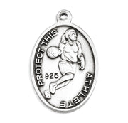 Saint Christopher Oval Sterling Silver Female Basketball Athlete Medal