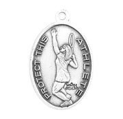 Lord Jesus Christ Oval Sterling Silver Female Tennis Athlete Medal